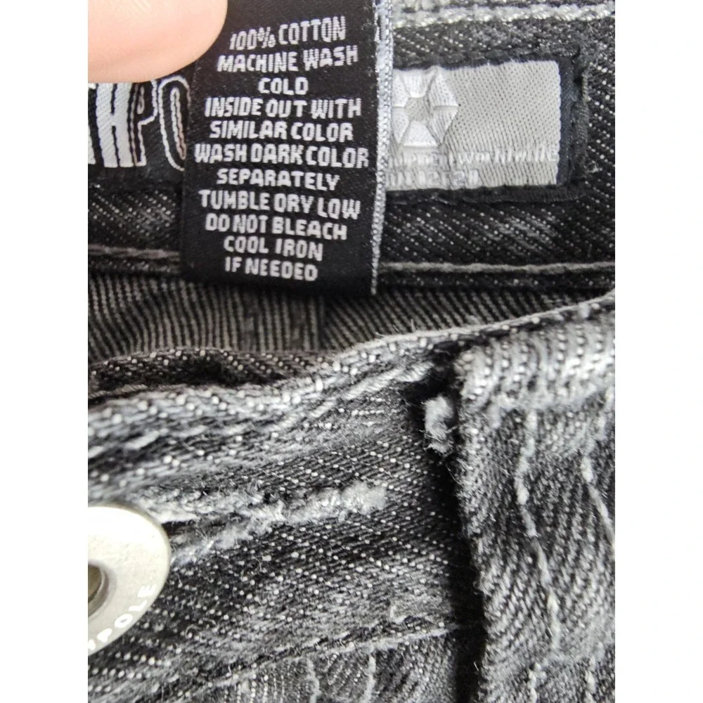Vintage SouthPole Y2K Dark Black Denim Baggy Skate Jeans Youth Kids Size 8 24x23